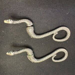 SPOOKY Silver SNAKE, Skull and Skeleton Hand earrings Set